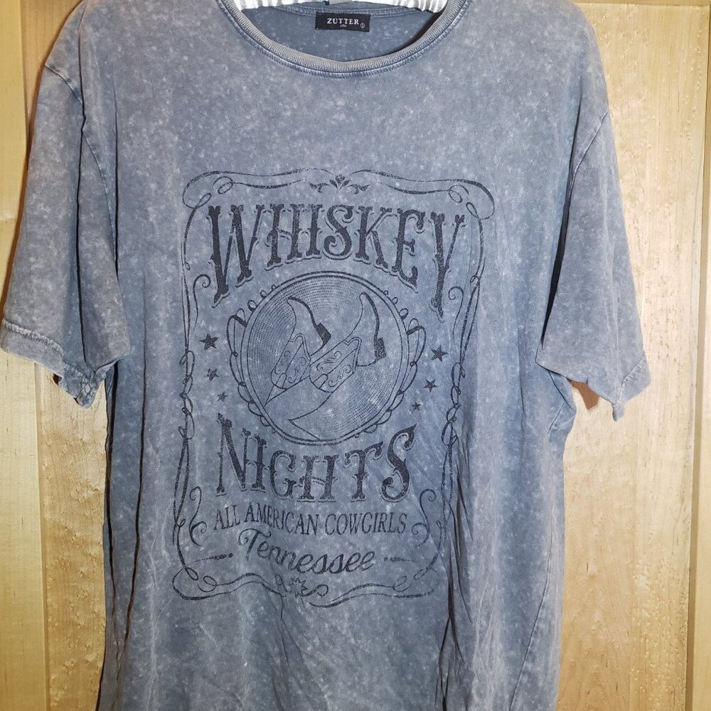 Zutter Graphic Tee Womens Size Small Over~sized  'Whiskey Nights'